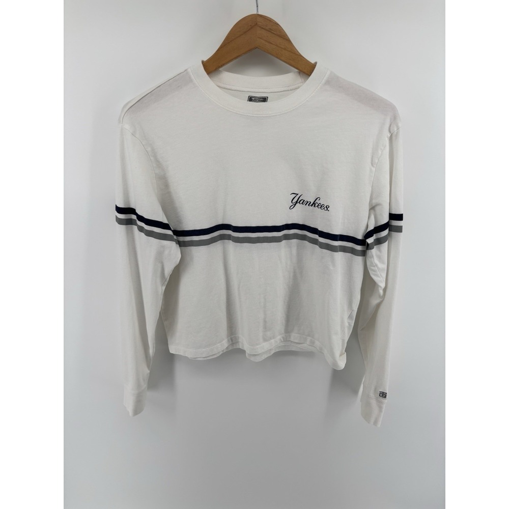 AE American Eagle Tailgate NY Yankees Long Sleeve Cropped Shirt Sz S Sporty